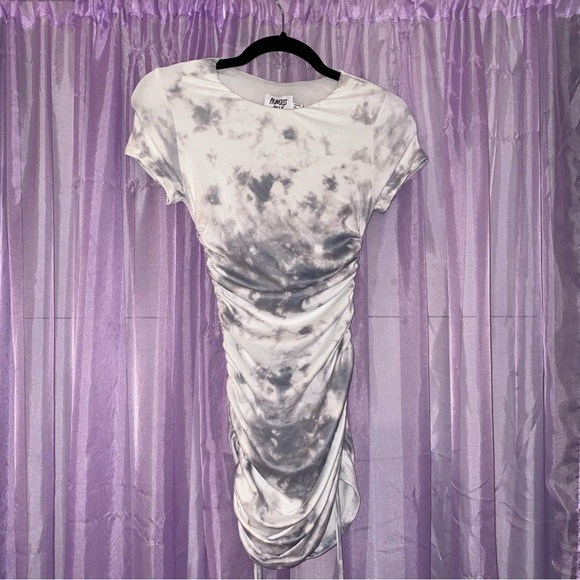 Princess Polly Grey Tie-Die Mini Scrunch Dress - Picture 1 of 3